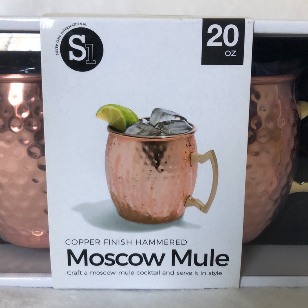2 pc. 20oz. Copper Finish Hammered Moscow Mule